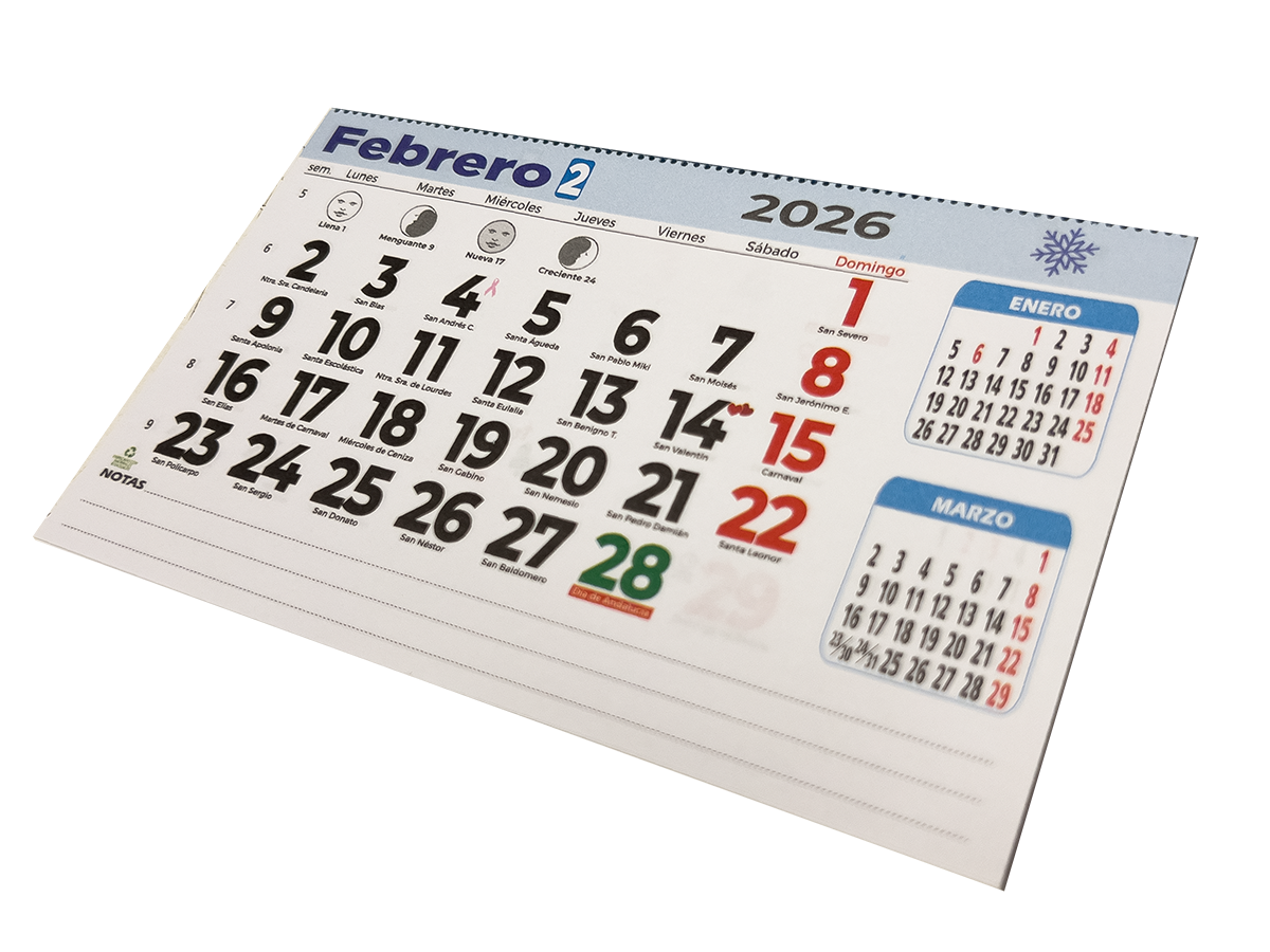 CALENDARIO FALDILLAS MOD. 49 MENSUAL ANCHO 23.5 CM. 50 UNIDADES 