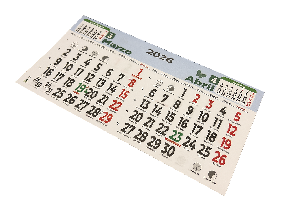 CALENDARIO FALDILLAS MOD. 50 BIMENSUAL ANCHO 23.5 CM. 100 UNIDADES 