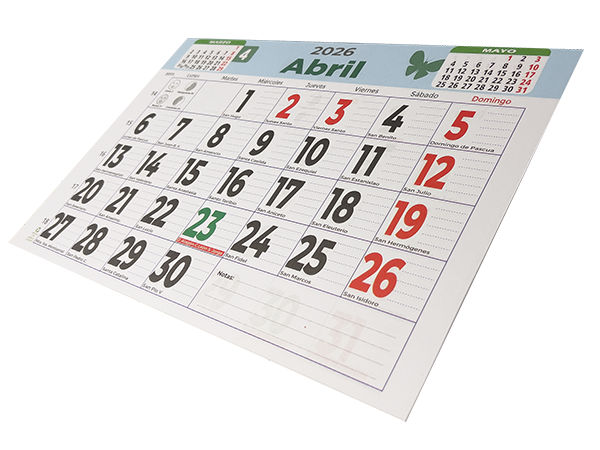 CALENDARIO FALDILLAS MOD. 53 MENSUAL ANCHO 33.5 CM. 1 UNIDAD 