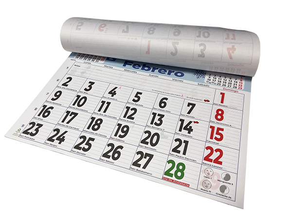 CALENDARIO FALDILLAS MOD. 54 MENSUAL ANCHO 43.5 CM. 1 UNIDAD 