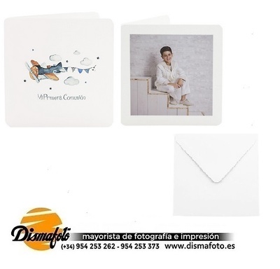 DISMA TARJETA 15X15+SOBRE COMUNION 910A AVIONETA PACK 6 UDS 