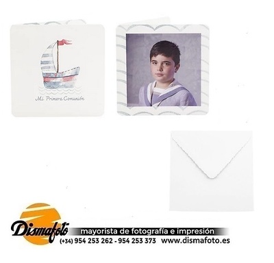 DISMA TARJETA 15X15+SOBRE COMUNION 910B BARCO PACK 6 UDS 