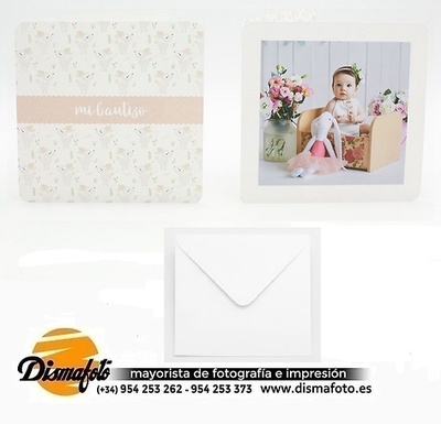 DISMA TARJETA BAUTIZO 15X15+SOBRE 430 CERVATILLA PACK 6 UDS 