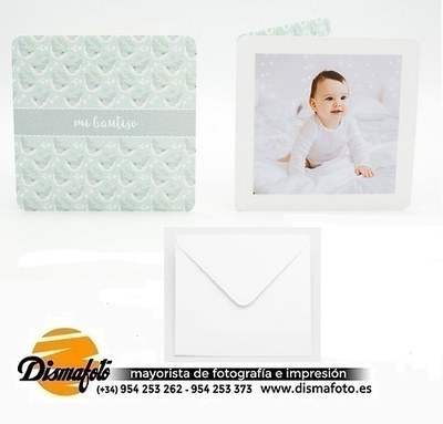 DISMA TARJETA BAUTIZO 15X15+SOBRE 431 BALLENA PACK 6 UDS 