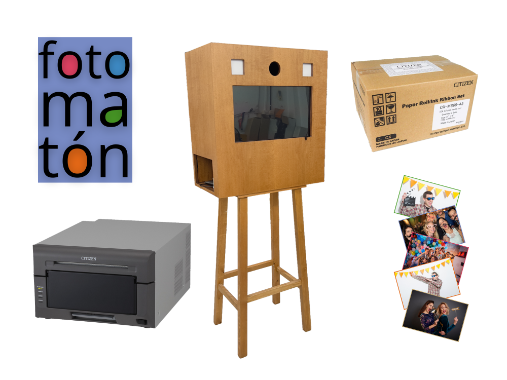 FOTOMATON PARA BODAS Y EVENTOS EN MADERA+IMPRESORA CX-02 