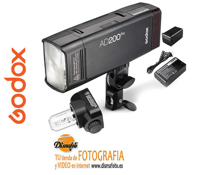 GODOX FLASH DE ESTUDIO AD 200 PRO PORTATIL CON 2 CABEZALES INTERCAMBIABLES 