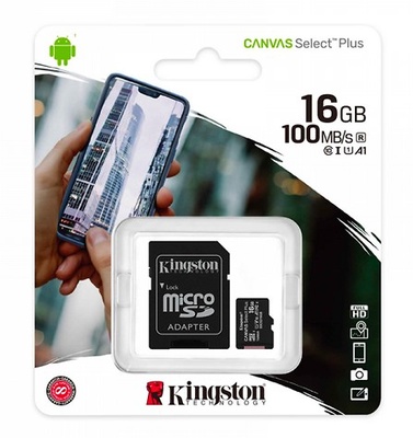 KINGSTON MICRO SD 16GB CLASE 10 100MB/S CON ADAPTADOR 