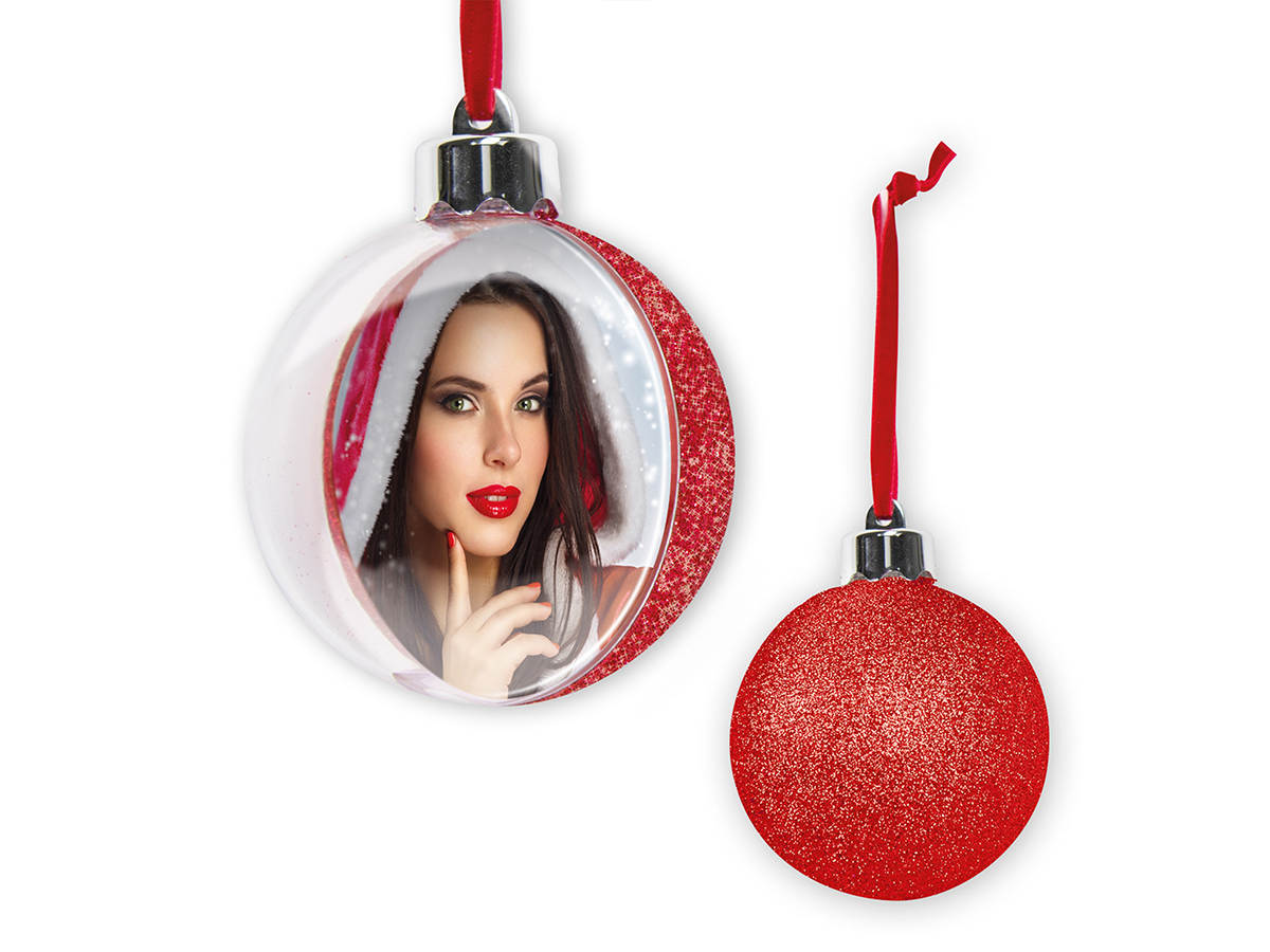 M. BOLA COLGANTE PHOTO SNOW FLAKE RED GLITTER REF. SF-105V1 