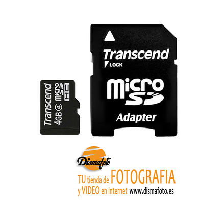 TRANSCEND T.MICRO SD 4 GB CON ADAPTADOR CLASS 4 