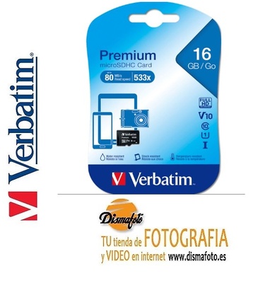 VERBATIM TARJETA MICRO SDHC 16GB CLASE 10 