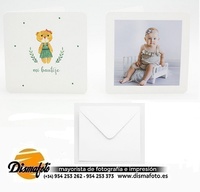 DISMA TARJETA BAUTIZO 15X15+SOBRE 427 OSITA PACK 6 UDS