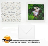 DISMA TARJETA BAUTIZO 15X15+SOBRE 428 FLORAL PACK 6 UDS