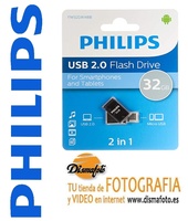 PHILIPS PENDRIVE USB OTG 2.0 2 EN 1 NEGRO 32 GB
